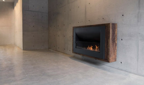 Ecosmart Fire Firebox 1100CV Curved Fireplace Insert - Black Finish / Stainless Steel Burner - ESF.F.1100CV
